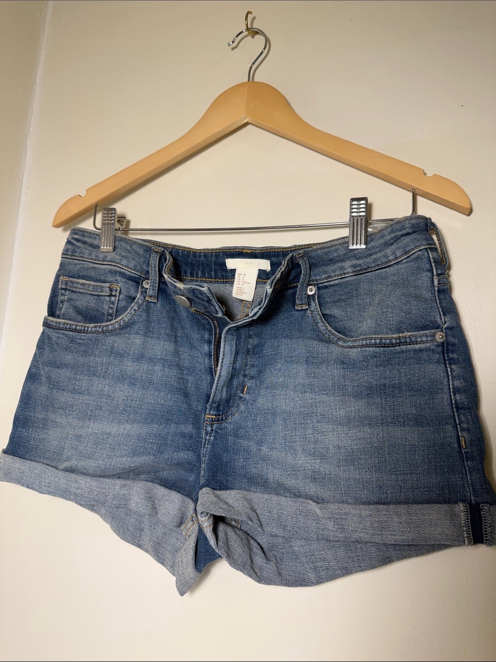 H&M Light Blue Rolled Hem Denim Shorts